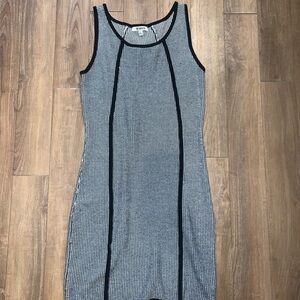 BB DAKOTA Black & White Knit Bodycon Tank Dress | Large
